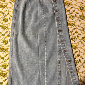 Slit Denim Skirt