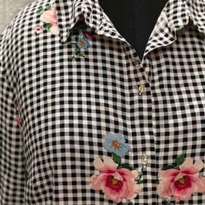 H&M Checkered Floral Printed Shirt