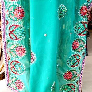 Green Embellished Dupatta