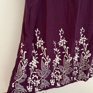 Purple Kurti With Floral Painting