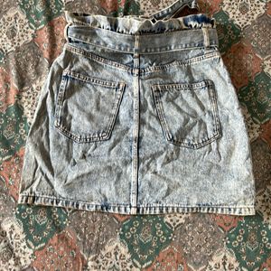 Paper bag Style Mini Denim Skirt