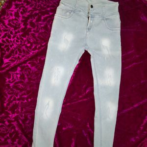 Women Girls Skinny Jeans High Waist Light Blue