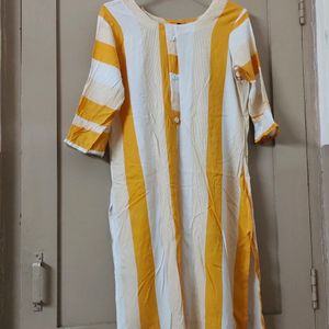 Yellow And White Stripped Kurti