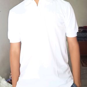 Men's White Polo T-shirt.