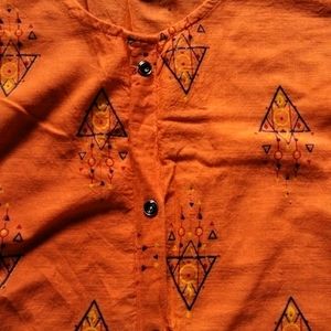 Orange Cotton Kurta