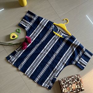 Blue Boxy Stripped Top