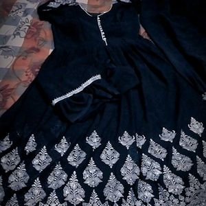 Black Gawn With Afgani Bottom N Frill Dupatta