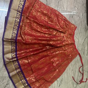 Golden Red Pattu Parikini/Pavada/ Lehenga