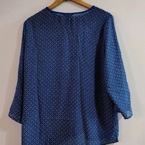 Max Women Blue Printed Top