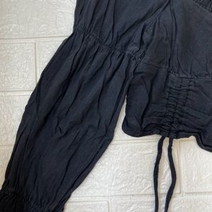 Black Drawstring Crop Top