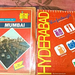 Set Of City Guide Old Books With Map