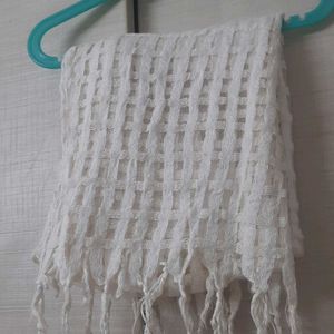 2 square net pattern shawl-blue,white