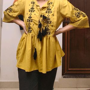 Yellow Peplum Kurti