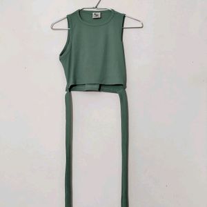 Ribbed Slim Fit Tank Top With Bottom Belt