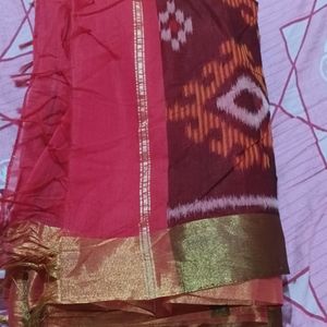 Cotton silk red saree