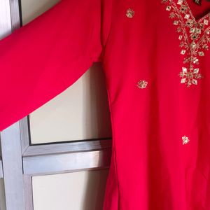 Rose Pink Colour Kurta Set With Dupatta