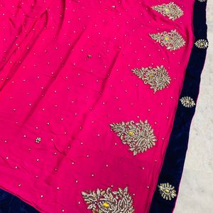 Pink Diamond Work Heavy Saree With Blouse