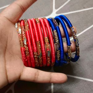 3 Sets Of Beautiful Silk Thread Bangles