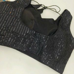 Black Sequin Work Padded free Size Blouse