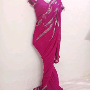 Zari Hand Embrowdari Saree