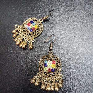 Earning Jewellery Jhumke Jhumka Golden Colorful