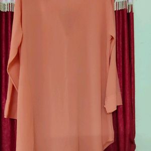 Peach Colour V-neck Shirt