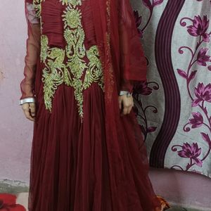 Maroon Colour Gown Beutiful And Attractive