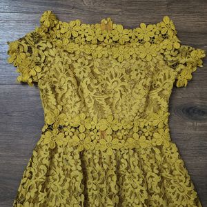 Mustard Yellow Dress With Net Detailing