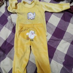 Cute Yellow Baby Winterwear-velvet