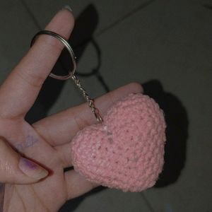 Cute Crochet Heart Keychain