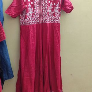 Beautiful Red And White Combination Kurti