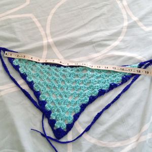 Blue Crochet Bandana Hair Accessory