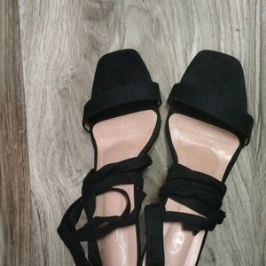 Tie Up Black Pencil Heels