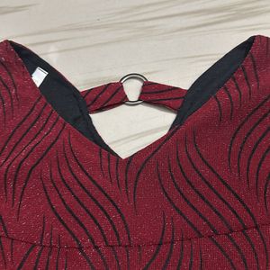 Women Maroon Shimmer Top