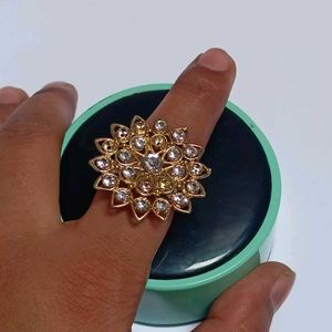 Golden Crystal party Wear Stylish Ring