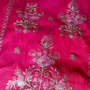 Majenta clr embroidery work or sippi paip jari