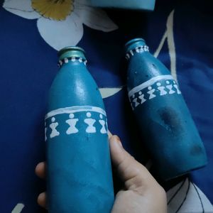 Warli Art On Glass Bottle