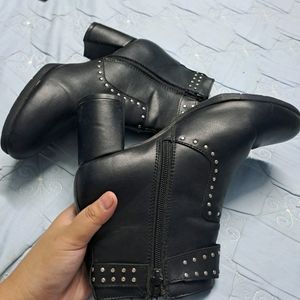 ELLE Black Women Buckle Casual Boots