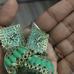 Green Jhumki Earings For Girls Nd Womens