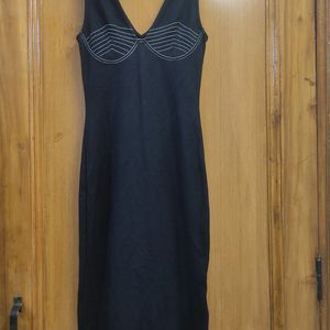 Zara Trafaluc Chic Black Midi Bodycon Dress