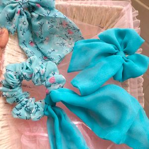 Bow Pin And Scrunchies Combo Set