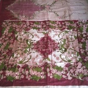 floral printed soft silk saree attached फॉल