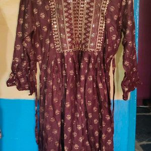 Two Kurtis Of Blue And Brown.Size : L