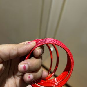 2/6 Red Metal Bangles 12 Pcs