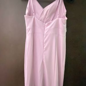 Fishtail Slit Padded Pink Dress