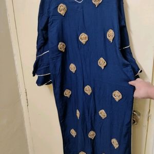 Party wear Blue Kurta With Golden Worked Butis