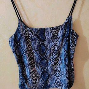 Snake Print Tube Top With Noodle Strap