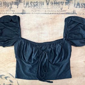 SHIEN black Square Neck Crop Top