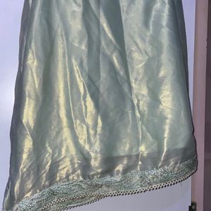 Satin Suit With Embroidered Bottom