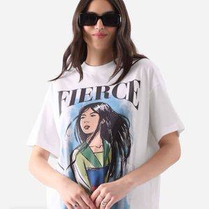 Disney Typography Printed Cotton Oversized Tshirt